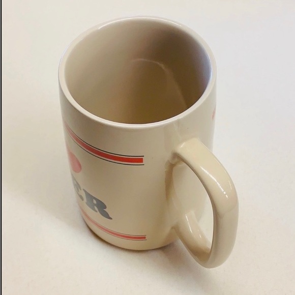 Mug | Tan Retro I LOVE BEER Mug | Ceramic 80’s Cup | Vintage Decor - Picture 2 of 5